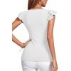imageLYANER Womens Ribbed Knit Square Neck Sleeveless Tank Top Ruffle Cap Sleeve Shirt BlouseWhite