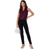 imageLYANER Womens Satin Silky Cowl Neck Drape Ruched Front Sleeveless Tank Blouse Shirts Top Wine Red XLarge