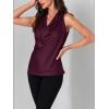 imageLYANER Womens Satin Silky Cowl Neck Drape Ruched Front Sleeveless Tank Blouse Shirts Top Wine Red XLarge