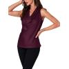 imageLYANER Womens Satin Silky Cowl Neck Drape Ruched Front Sleeveless Tank Blouse Shirts Top Wine Red XLarge