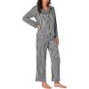 imageLYANER Womens Striped Satin Silky Pajamas Set Cami Long Sleeve Shirt With Pants 3Pcs Lounge SleepwearBlack