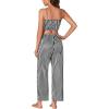 imageLYANER Womens Striped Satin Silky Pajamas Set Cami Long Sleeve Shirt With Pants 3Pcs Lounge SleepwearBlack
