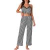 imageLYANER Womens Striped Satin Silky Pajamas Set Cami Long Sleeve Shirt With Pants 3Pcs Lounge SleepwearBlack