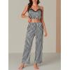 imageLYANER Womens Striped Satin Silky Pajamas Set Cami Long Sleeve Shirt With Pants 3Pcs Lounge SleepwearBlack