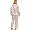 imageLYANER Womens Striped Satin Silky Pajamas Set Cami Long Sleeve Shirt With Pants 3Pcs Lounge SleepwearDark Pink