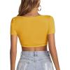 imageLYANER Womens Summer Crop Tops Square Neck Short Sleeve Workout Shirt Going Out Sexy Top Basic Slim Fit TeesYellow