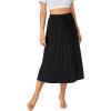 imageLYANER Womens Summer Elastic Waist ALine Skirt Lightweight Beach Swing Flowy Flared Midi Skirts with PocketsBlack