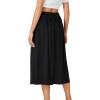 imageLYANER Womens Summer Elastic Waist ALine Skirt Lightweight Beach Swing Flowy Flared Midi Skirts with PocketsBlack