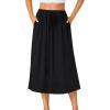 imageLYANER Womens Summer Elastic Waist ALine Skirt Lightweight Beach Swing Flowy Flared Midi Skirts with PocketsBlack