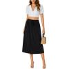 imageLYANER Womens Summer Elastic Waist ALine Skirt Lightweight Beach Swing Flowy Flared Midi Skirts with PocketsBlack
