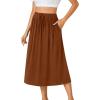 imageLYANER Womens Summer Elastic Waist ALine Skirt Lightweight Beach Swing Flowy Flared Midi Skirts with PocketsCaramel