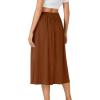 imageLYANER Womens Summer Elastic Waist ALine Skirt Lightweight Beach Swing Flowy Flared Midi Skirts with PocketsCaramel