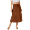 imageLYANER Womens Summer Elastic Waist ALine Skirt Lightweight Beach Swing Flowy Flared Midi Skirts with PocketsCaramel