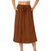 imageLYANER Womens Summer Elastic Waist ALine Skirt Lightweight Beach Swing Flowy Flared Midi Skirts with PocketsCaramel