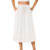 imageLYANER Womens Summer Elastic Waist ALine Skirt Lightweight Beach Swing Flowy Flared Midi Skirts with PocketsWhite