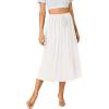 imageLYANER Womens Summer Elastic Waist ALine Skirt Lightweight Beach Swing Flowy Flared Midi Skirts with PocketsWhite