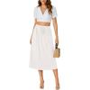 imageLYANER Womens Summer Elastic Waist ALine Skirt Lightweight Beach Swing Flowy Flared Midi Skirts with PocketsWhite
