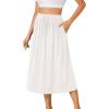 imageLYANER Womens Summer Elastic Waist ALine Skirt Lightweight Beach Swing Flowy Flared Midi Skirts with PocketsWhite