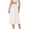 imageLYANER Womens Summer Elastic Waist ALine Skirt Lightweight Beach Swing Flowy Flared Midi Skirts with PocketsWhite