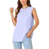 imageLYANER Womens Summer Sleeveless Tunic Pleated Crewneck Casual Tank Top BlousesBlue
