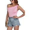 imageLYANER Womens Summer Stretch Off Shoulder Sleeveless Tank Cami TopPink