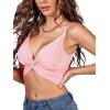 imageLYANER Womens Twist Knot Front Deep V Neck Rib Knit Sleeveless Cami Tank Crop TopBaby Pink