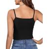 imageLYANER Womens Twist Knot Front Deep V Neck Rib Knit Sleeveless Cami Tank Crop TopSolid Black