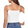 imageLYANER Womens Twist Knot Front Deep V Neck Rib Knit Sleeveless Cami Tank Crop TopSolid White