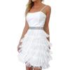 imageLYANER Womens Strappy Layered Fringe Cami Midi Dress Sleeveless Tassels Flapper DressesSolid White