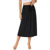 imageLYANER Womens Summer Elastic Waist ALine Skirt Lightweight Beach Swing Flowy Flared Midi Skirts with PocketsBlack