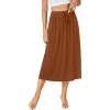 imageLYANER Womens Summer Elastic Waist ALine Skirt Lightweight Beach Swing Flowy Flared Midi Skirts with PocketsCaramel