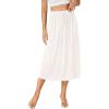 imageLYANER Womens Summer Elastic Waist ALine Skirt Lightweight Beach Swing Flowy Flared Midi Skirts with PocketsWhite