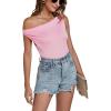 imageLYANER Womens Summer Stretch Off Shoulder Sleeveless Tank Cami TopPink