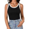imageLYANER Womens Tank Tops Summer Sleeveless Casual Basic Cami Top Shirt Slim Fitted Ribbed Knit BlousesBlack
