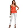 imageLYANER Womens Deep V Neck Peplum Ruffle Trim Spaghetti Straps Crisscross Backless Babydoll Cami Tank Tops Orange Large