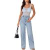 imageLYANER Womens Floral Lace Scallop Spaghetti Strap Sleeveless Sheer Tank Cami Top BlouseAzure