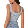imageLYANER Womens Floral Lace Scallop Spaghetti Strap Sleeveless Sheer Tank Cami Top BlouseAzure