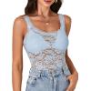 imageLYANER Womens Floral Lace Scallop Spaghetti Strap Sleeveless Sheer Tank Cami Top BlouseAzure
