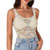 imageLYANER Womens Floral Lace Scallop Spaghetti Strap Sleeveless Sheer Tank Cami Top BlouseChampagne