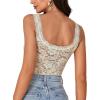 imageLYANER Womens Floral Lace Scallop Spaghetti Strap Sleeveless Sheer Tank Cami Top BlouseChampagne