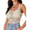 imageLYANER Womens Floral Lace Scallop Spaghetti Strap Sleeveless Sheer Tank Cami Top BlouseChampagne
