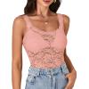 imageLYANER Womens Floral Lace Scallop Spaghetti Strap Sleeveless Sheer Tank Cami Top BlouseLight Pink