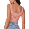 imageLYANER Womens Floral Lace Scallop Spaghetti Strap Sleeveless Sheer Tank Cami Top BlouseLight Pink