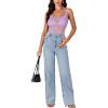 imageLYANER Womens Floral Lace Scallop Spaghetti Strap Sleeveless Sheer Tank Cami Top BlouseLight Purple