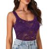 imageLYANER Womens Floral Lace Scallop Spaghetti Strap Sleeveless Sheer Tank Cami Top BlousePurple
