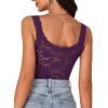 imageLYANER Womens Floral Lace Scallop Spaghetti Strap Sleeveless Sheer Tank Cami Top BlousePurple