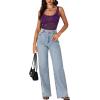 imageLYANER Womens Floral Lace Scallop Spaghetti Strap Sleeveless Sheer Tank Cami Top BlousePurple