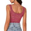 imageLYANER Womens Floral Lace Scallop Spaghetti Strap Sleeveless Sheer Tank Cami Top BlouseRose