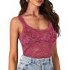 imageLYANER Womens Floral Lace Scallop Spaghetti Strap Sleeveless Sheer Tank Cami Top BlouseRose