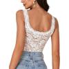 imageLYANER Womens Floral Lace Scallop Spaghetti Strap Sleeveless Sheer Tank Cami Top BlouseSolid White